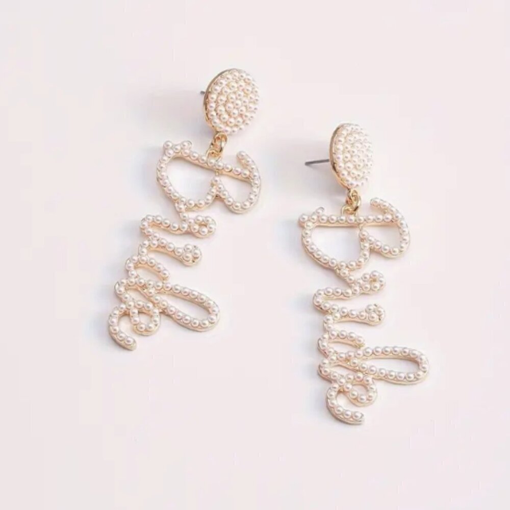 Gold Plated 'Bride' Earrings on a stud post - faux pearls